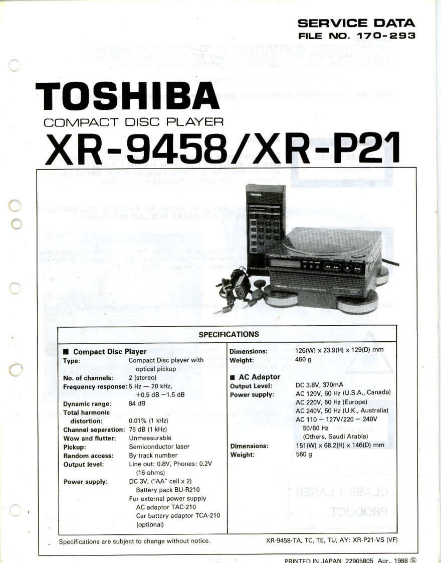 Toshiba-XR-P21-Service-Manual-service-manual维修手册