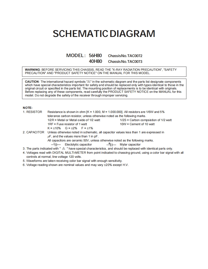 ToshibaTv40H8056H80维修手册电器原理图s