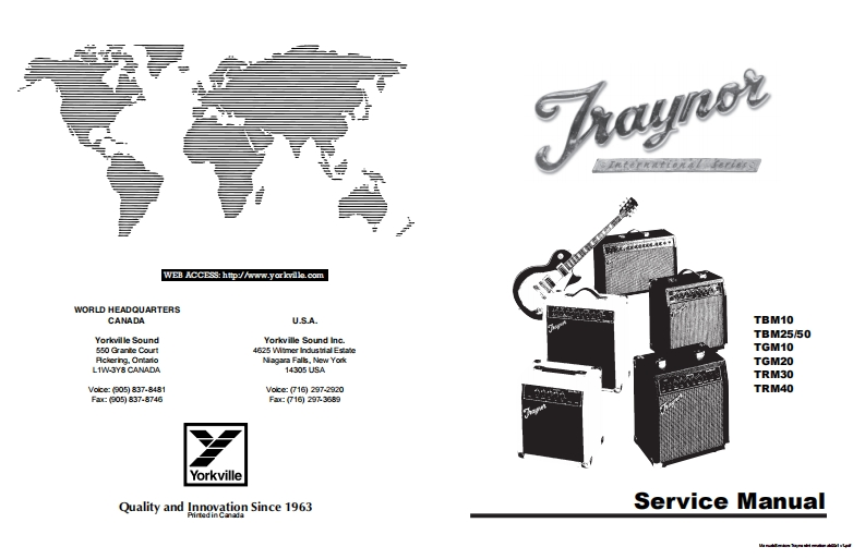 Traynor_tbm10_25_50_tgm10_20_trm30_40维修手册含电器原理图