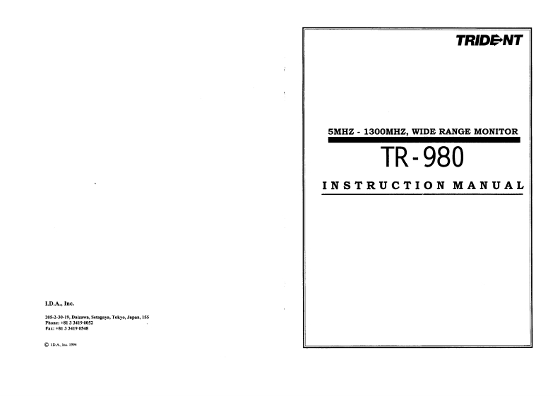 Trident_TR-980_Manual操作说明书手册