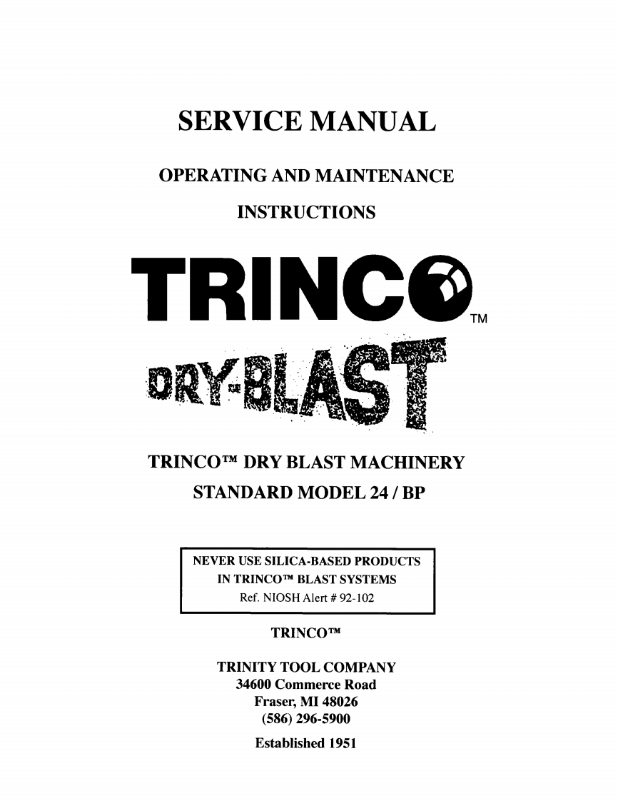 Trinco-24-BP-Blast-Cabinet-操作说明书手册