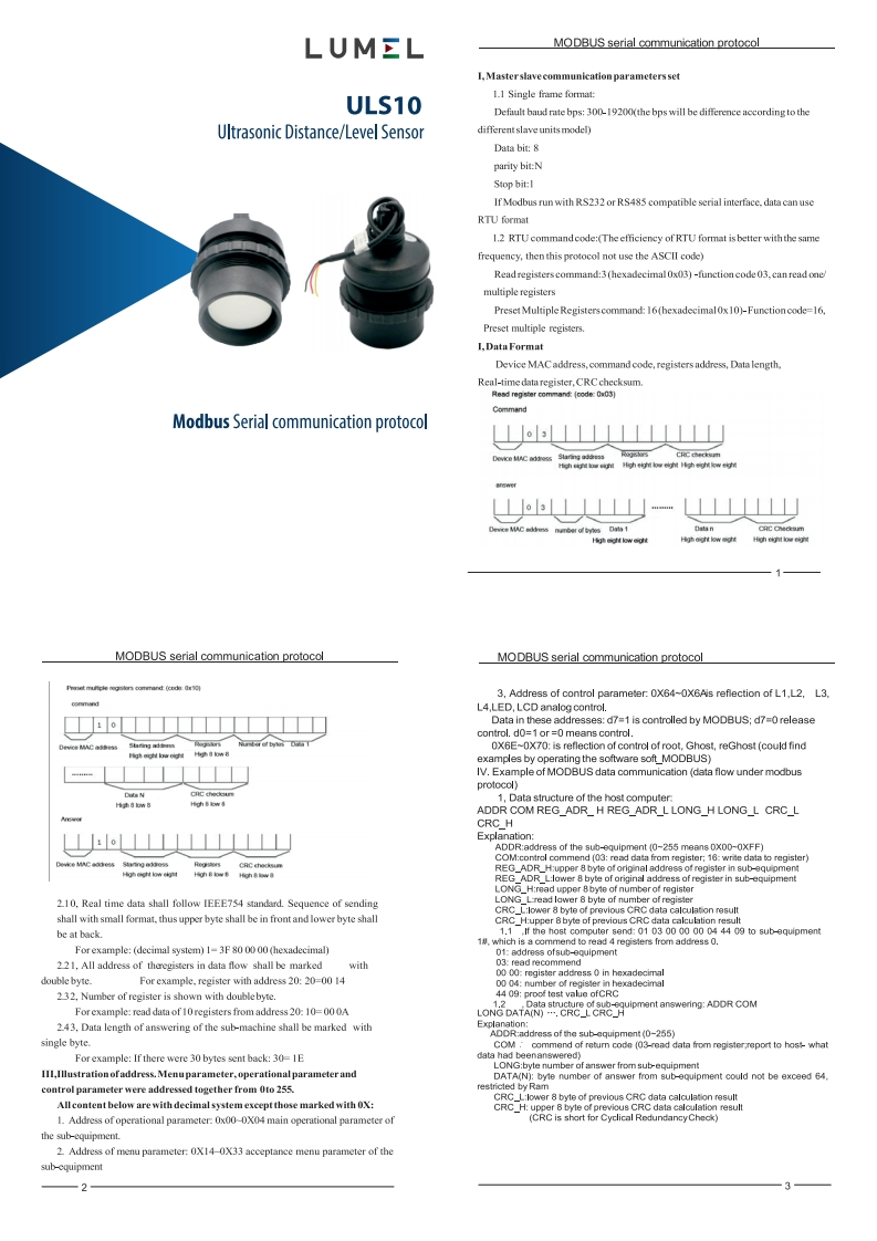ULS10_Modbus_protocol_service_操作说明书手册