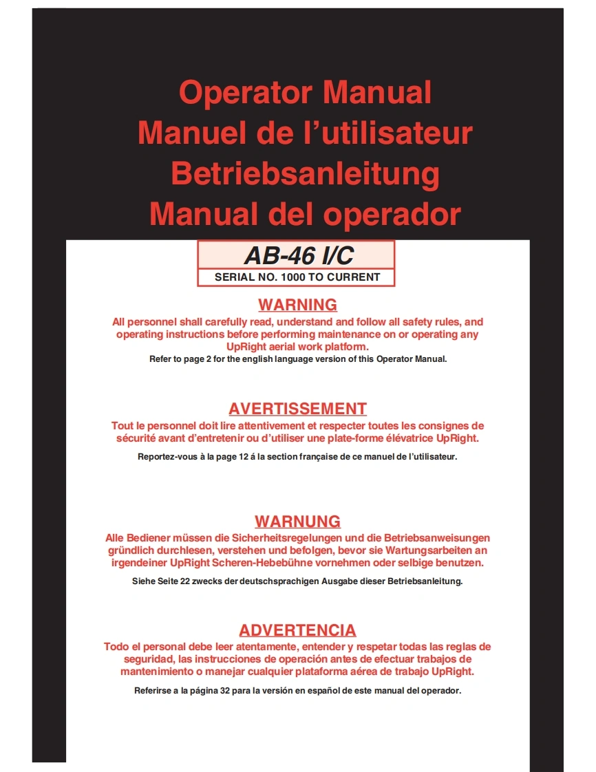 UPRIGHT-AB-46-IC_sn1000_E.O操作与维修维护手册