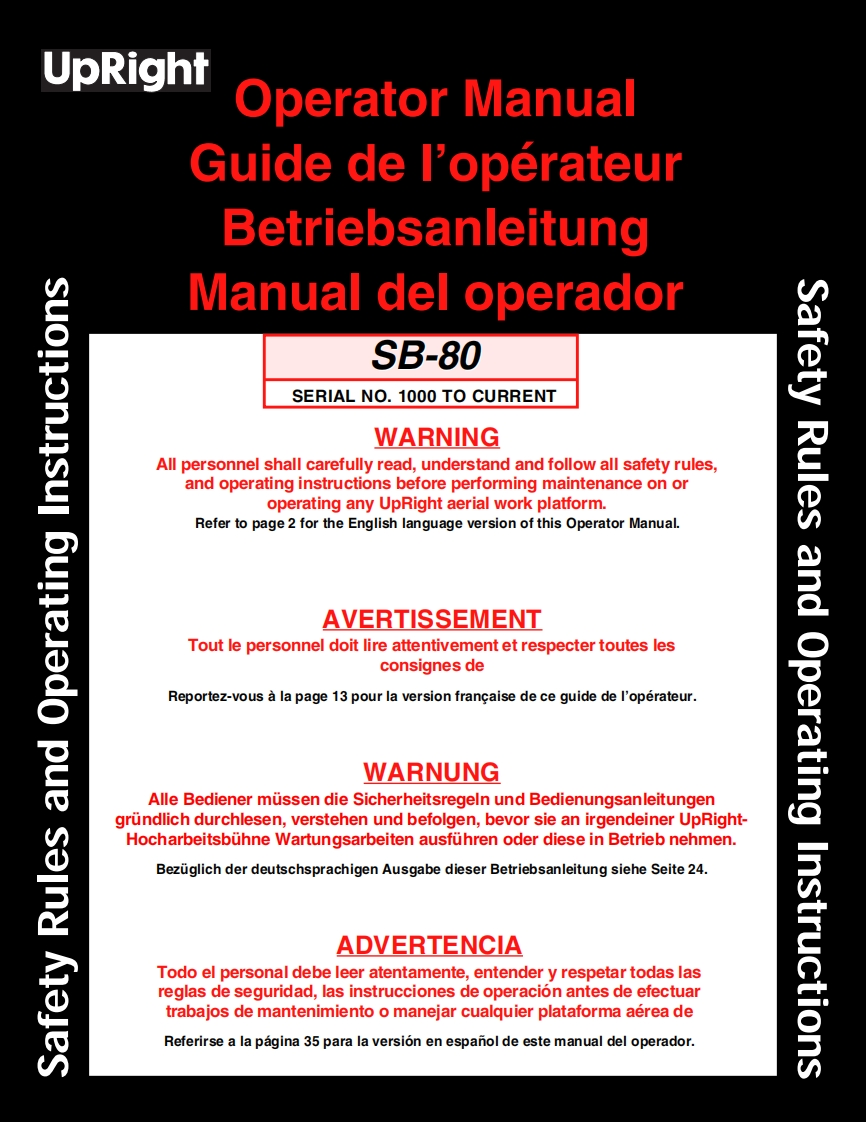 UPRIGHT-SB-80_sn1000_E.O操作与维修维护手册