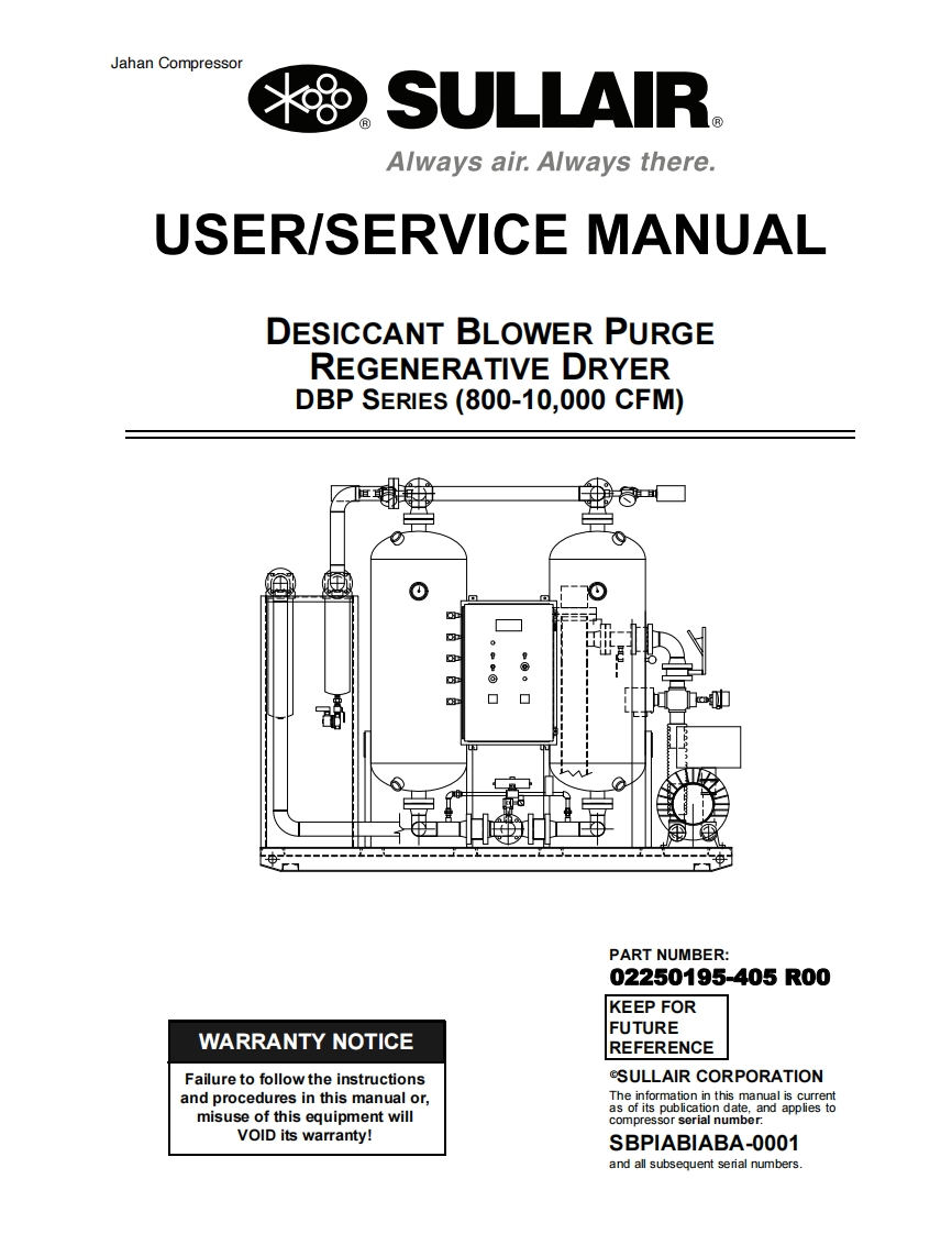USERSERVICE-MANUAL-DESICCANT-BLOWER-PURGE-REGENERATIVE-DRYER-DBP-SERIES-800-10000-CFM寿力干燥器操作与维护手册
