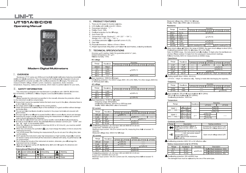 UT151C-操作说明书手册-en