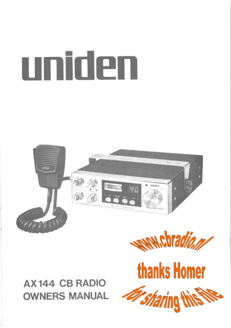 Uniden_AX144_Homer_使用说明书手册