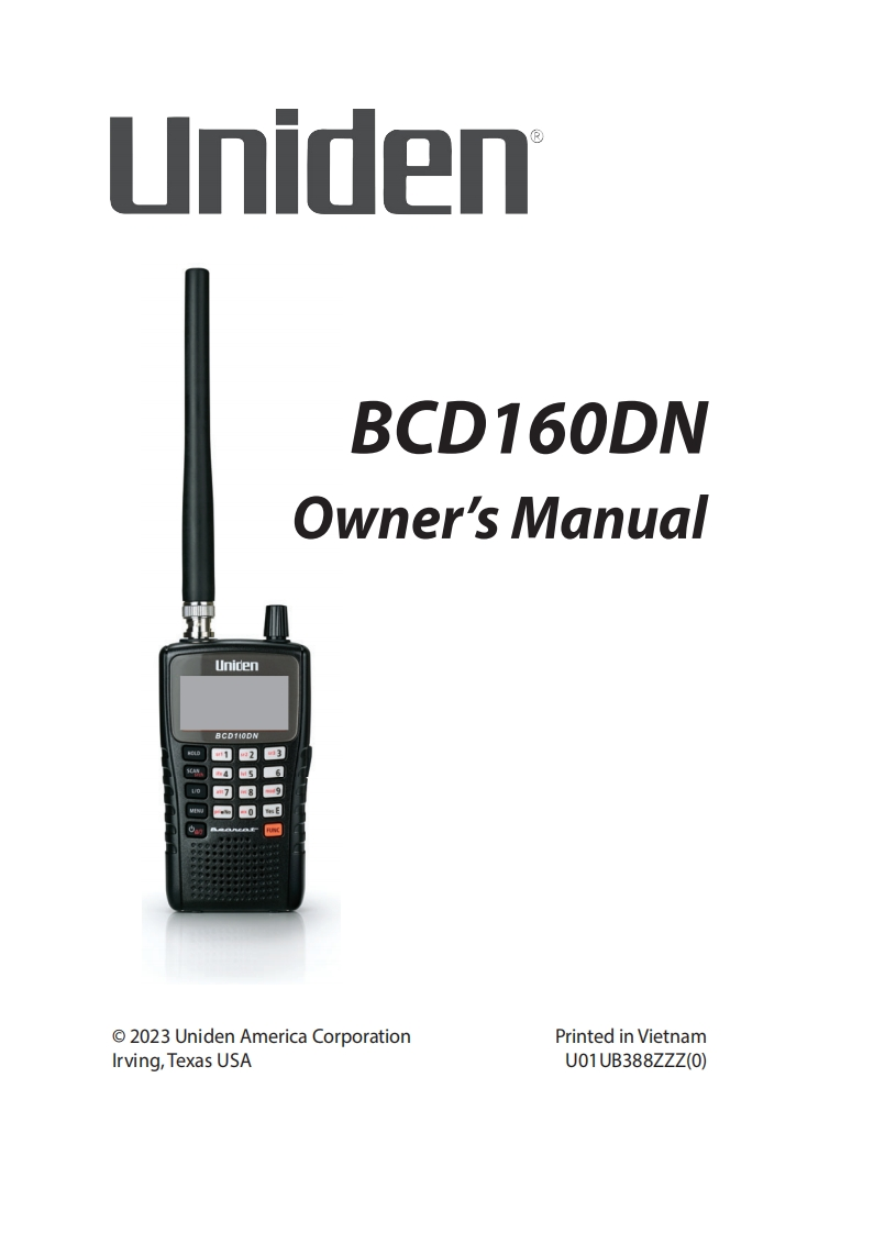 Uniden_BCD160DN_用户使用操作说明书手册