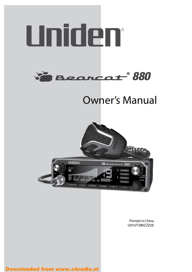 Uniden_Bearcat_880_使用说明书手册