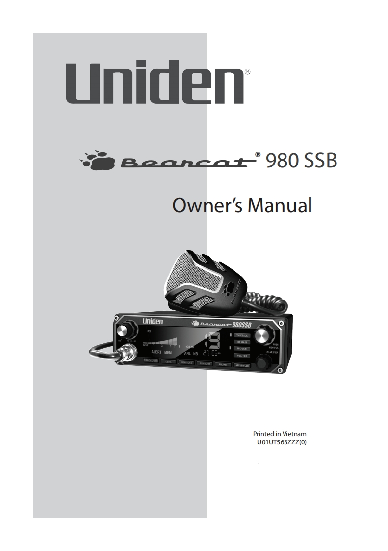 Uniden_Bearcat_980SSB_Manual用户使用操作说明书手册