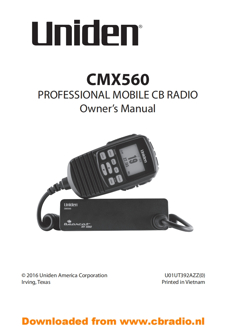 Uniden_CMX560_ENG操作说明书手册