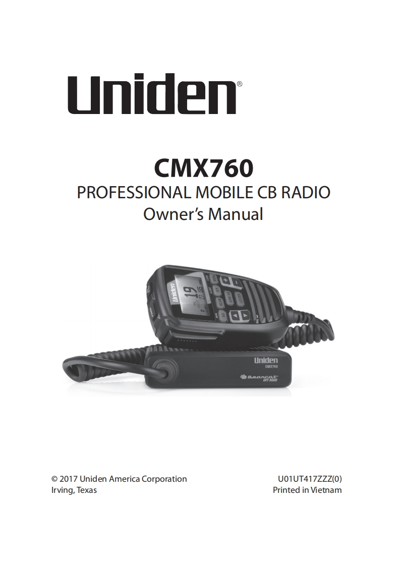Uniden_CMX760用户使用操作说明书手册