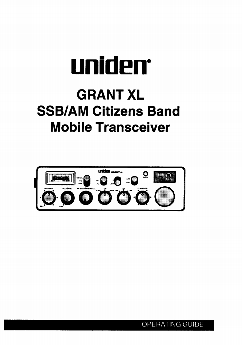 Uniden_GrantXL_(Manual操作说明书手册)