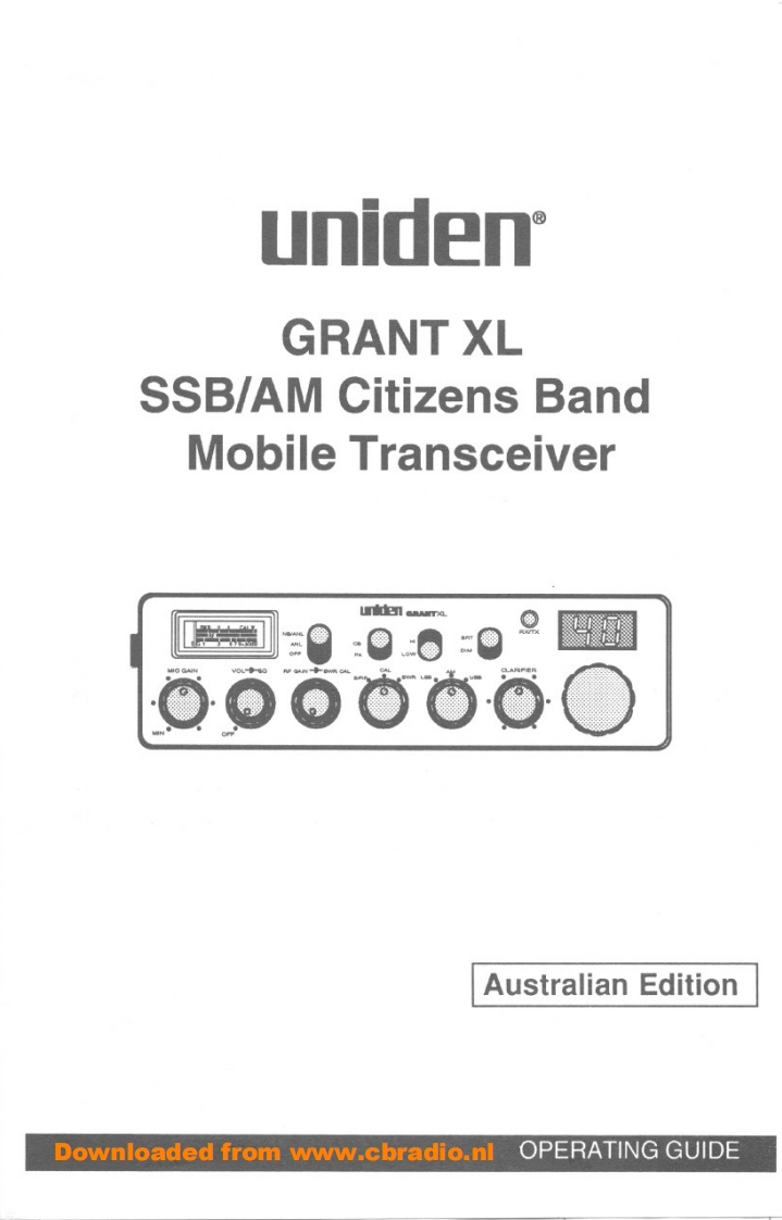 Uniden_Grant_XL_使用说明书手册