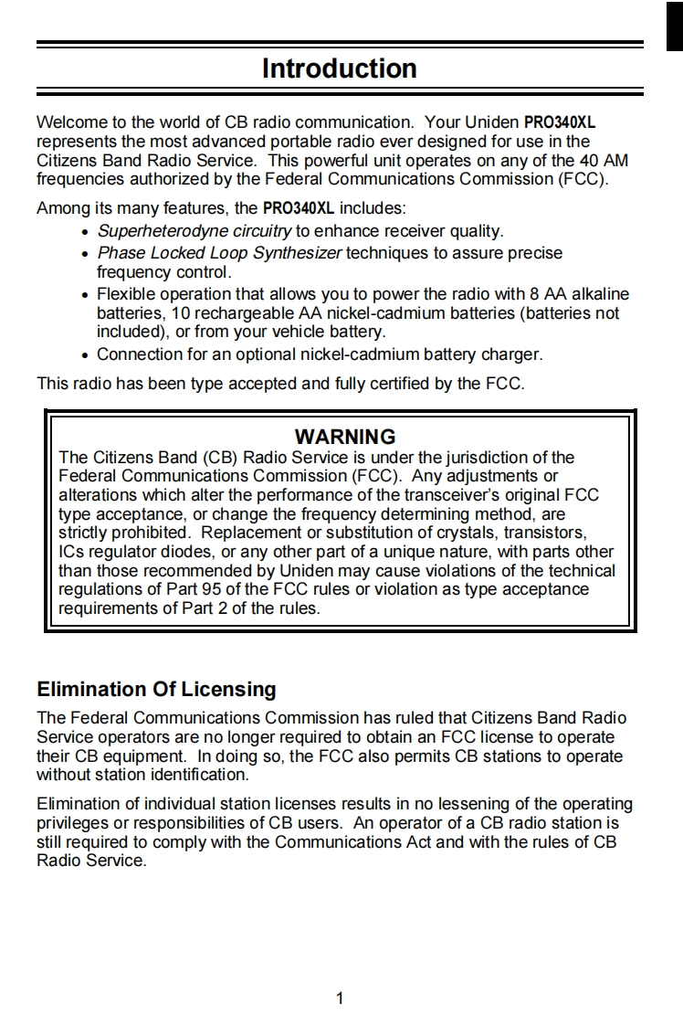 Uniden_PRO-340XL_(Manual操作说明书手册)