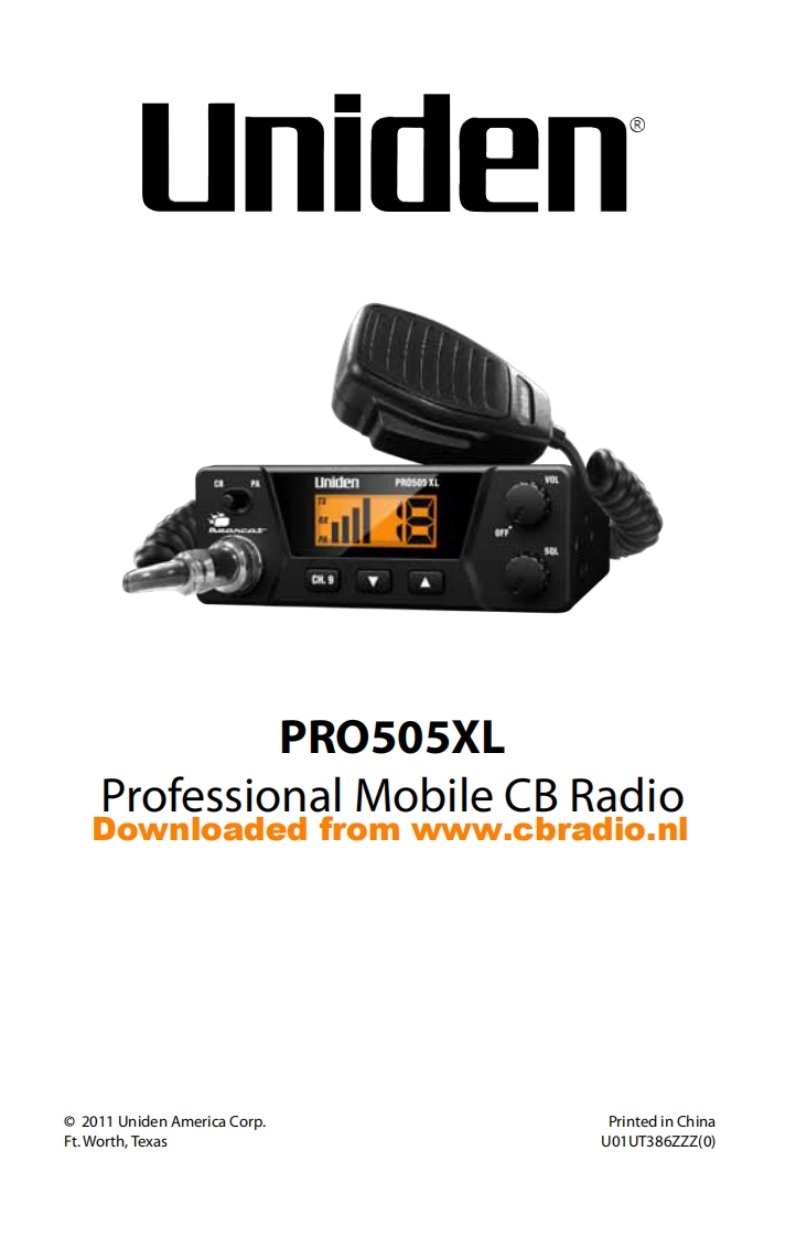 Uniden_PRO505XL_使用说明书手册