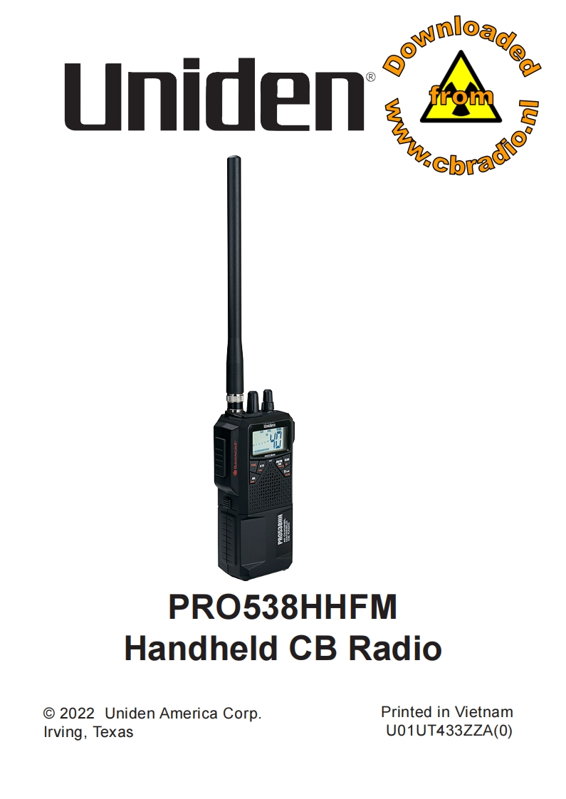Uniden_PRO538HH_使用说明书手册