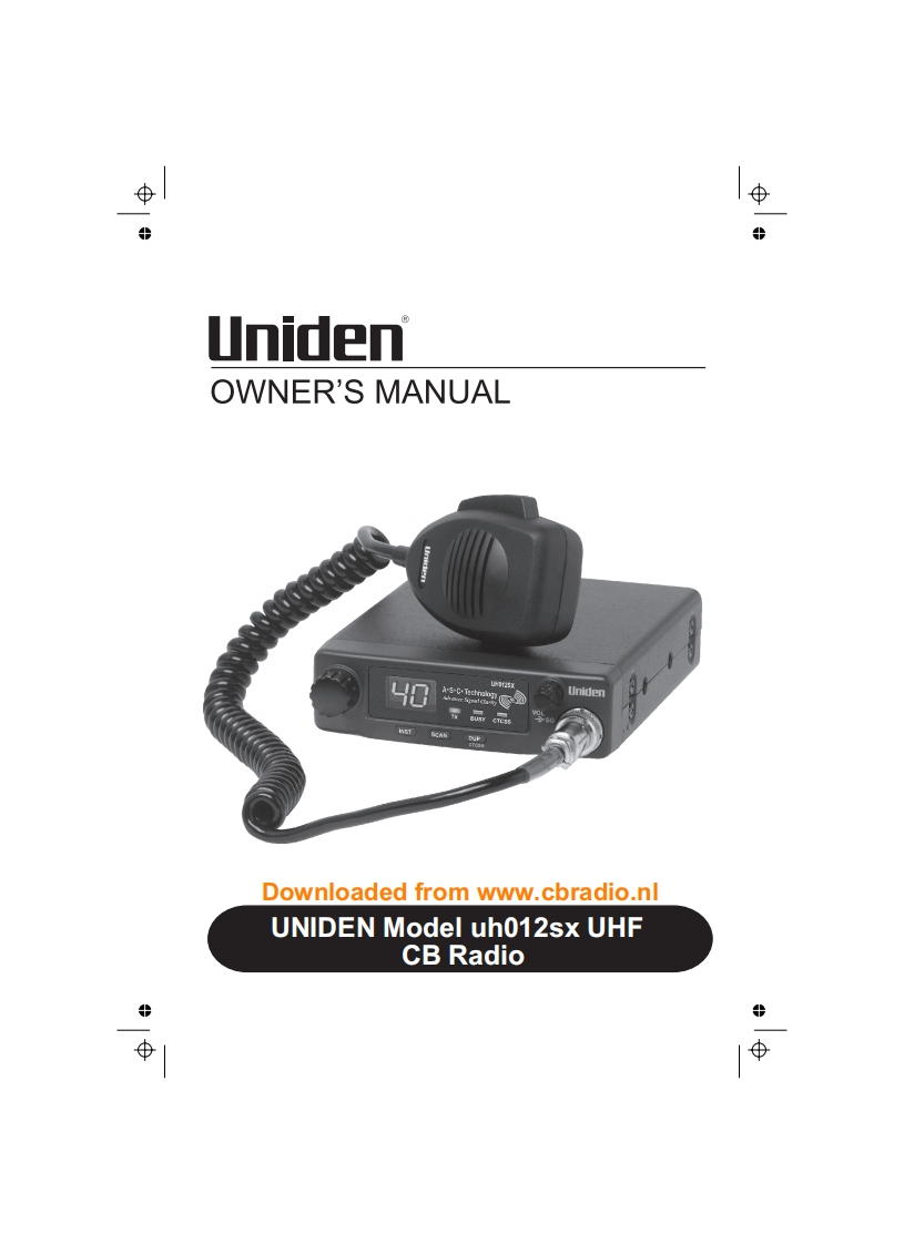 Uniden_UH012sx_使用说明书手册
