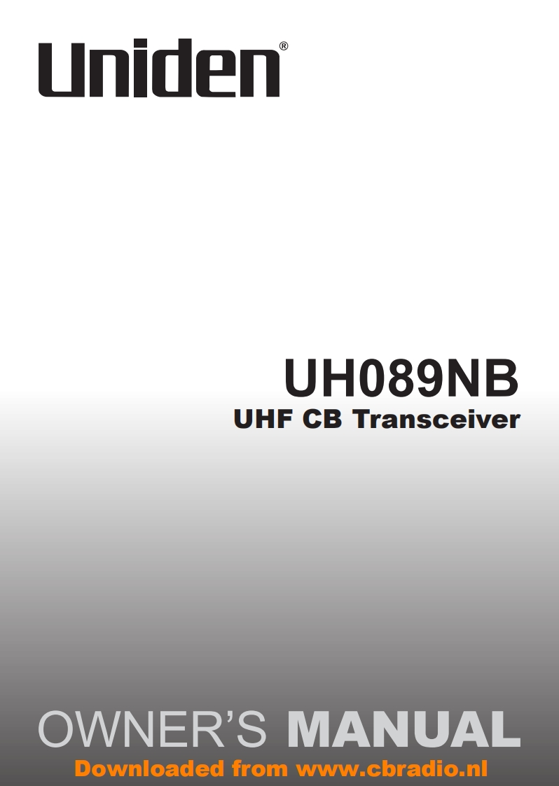 Uniden_UH089NB_使用说明书手册