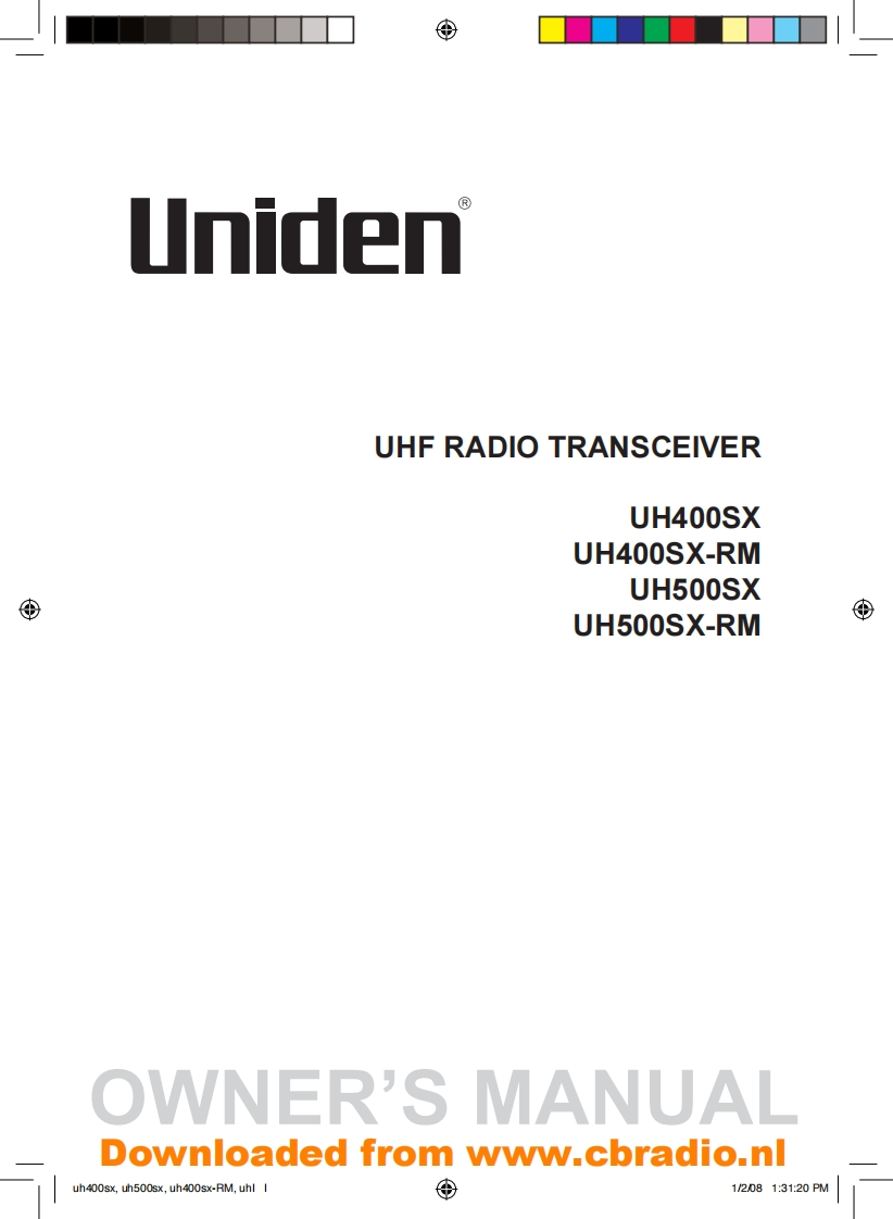 Uniden_UH400SX-RM_使用说明书手册