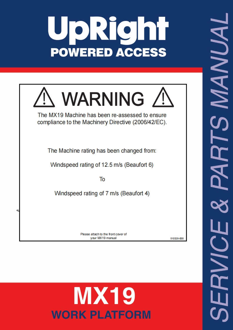 UpRightMX-19维修维护说明书手册