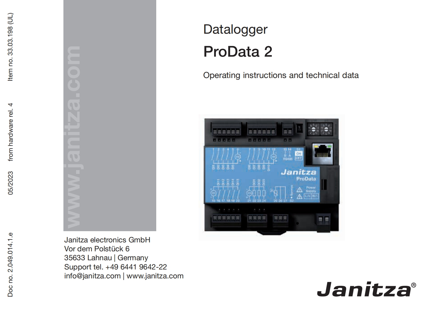 User_manual_PRODATA2安装调试说明书手册