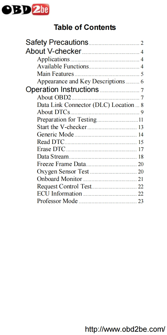 V-Checker-V301-使用说明书手册-EN