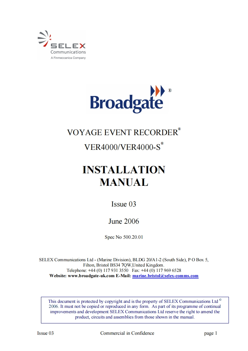 VER4000_Installation_Manual安装说明书手册