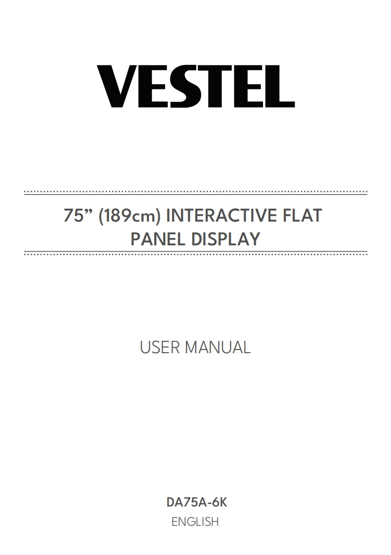 VESTEL-DA75A-6K-操作说明书手册