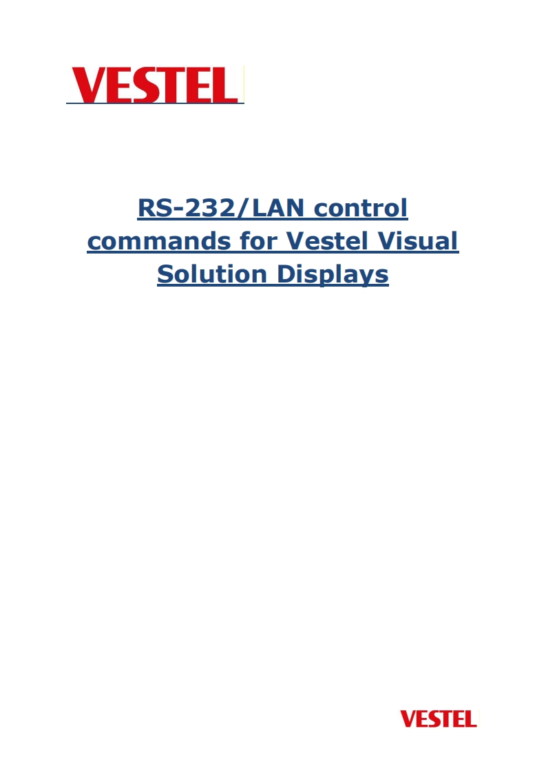 VESTEL-Visual-Solutions-Displays-API-Command-操作说明书手册