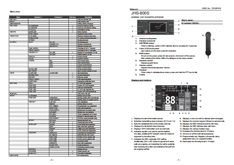 VHF-JRC-JHS-800S-快速操作说明书手册-Bridge-Card-20-6-2024