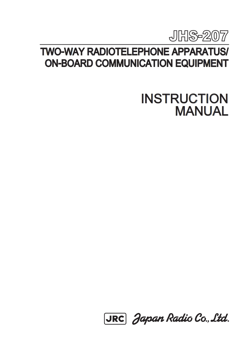 VHFprtGM-JRC-JHS-207-安装操作说明书手册--1-2-2024