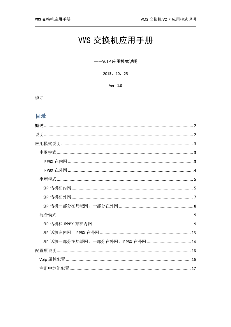 VMS交换机VOIP应用模式说明