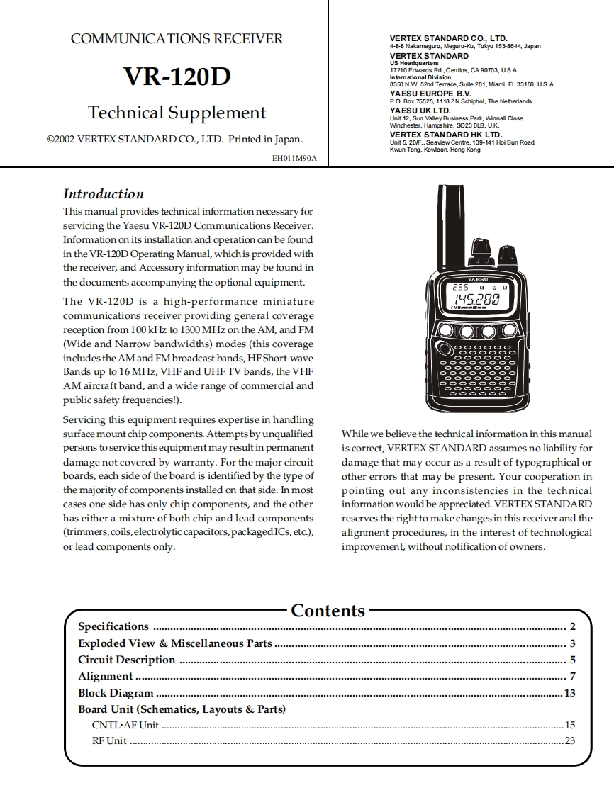 VR-120D_serv维修手册含电器原理图