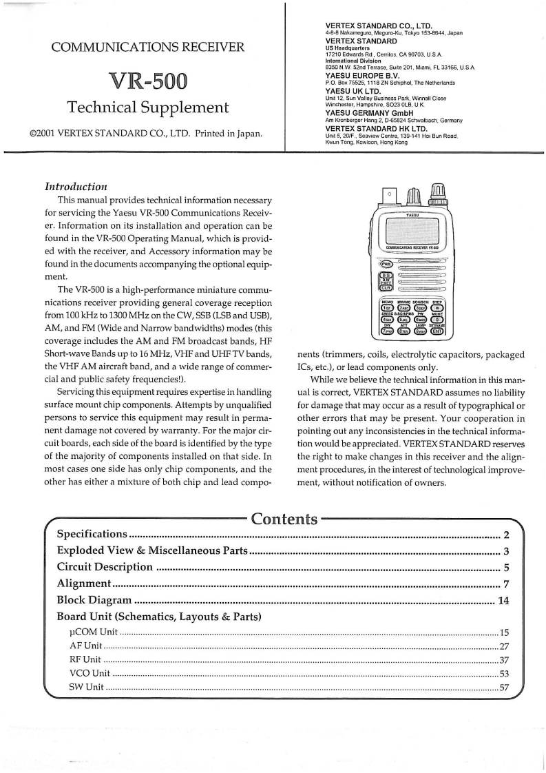 VR-500_serv维修手册含电器原理图_2001