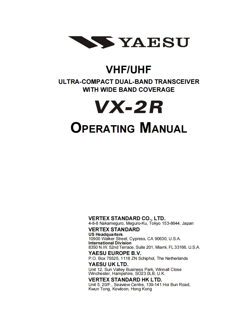 VX-2R_Manual操作说明书手册