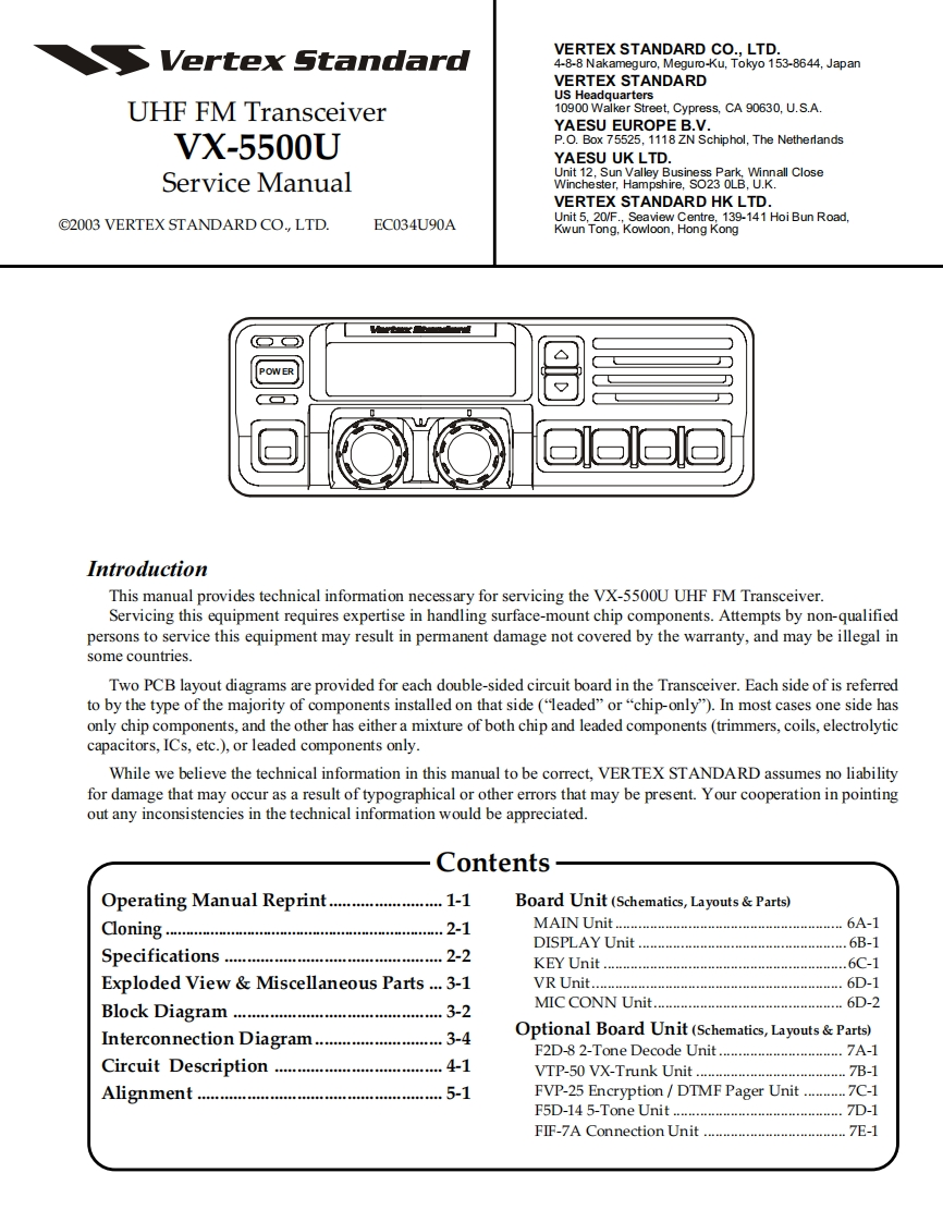 VX-5500_UHF_Service_操作说明书手册