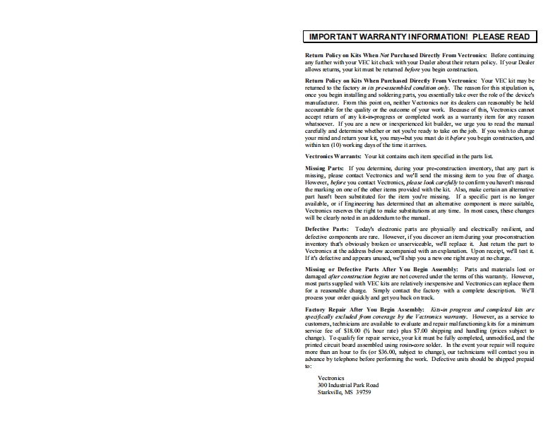 Vectronics_VEC-1320K_使用说明书手册