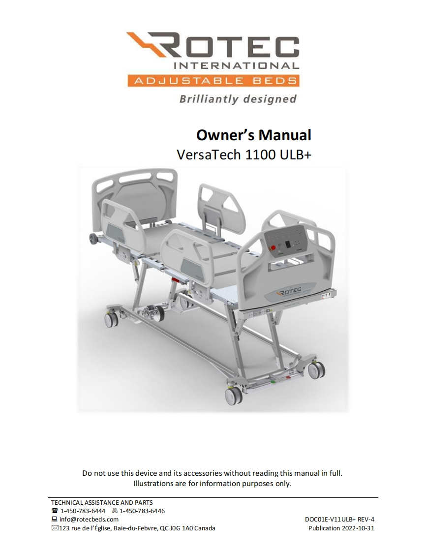 VersaTech-1100-ULB-Owners-操作说明书手册