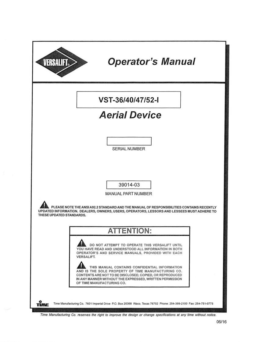 Versalift-驾驶操作与日常维修保养说明书手册-VST-52-I-Skylift-Unit
