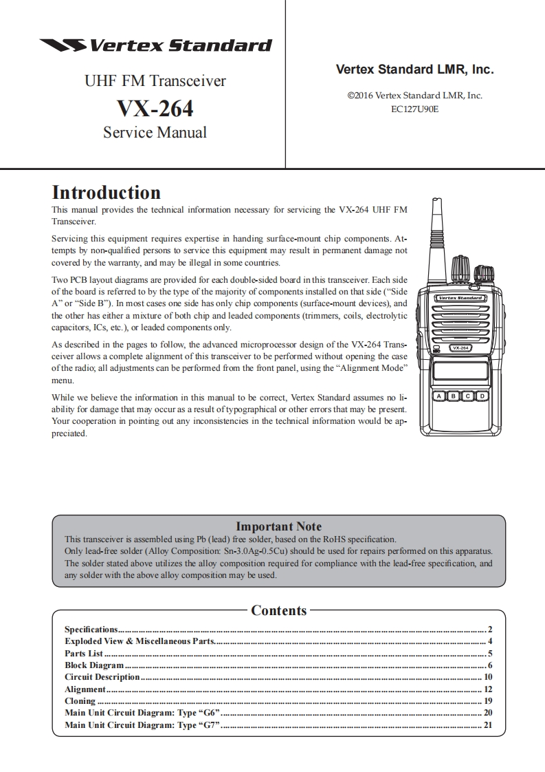 Vertex_VX-264_UHF_维修维护电器原理图手册