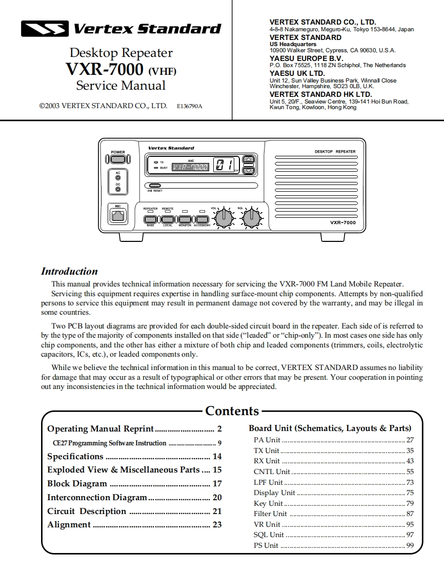 Vertex_VXR-7000_VHF_维修维护电器原理图手册_2003