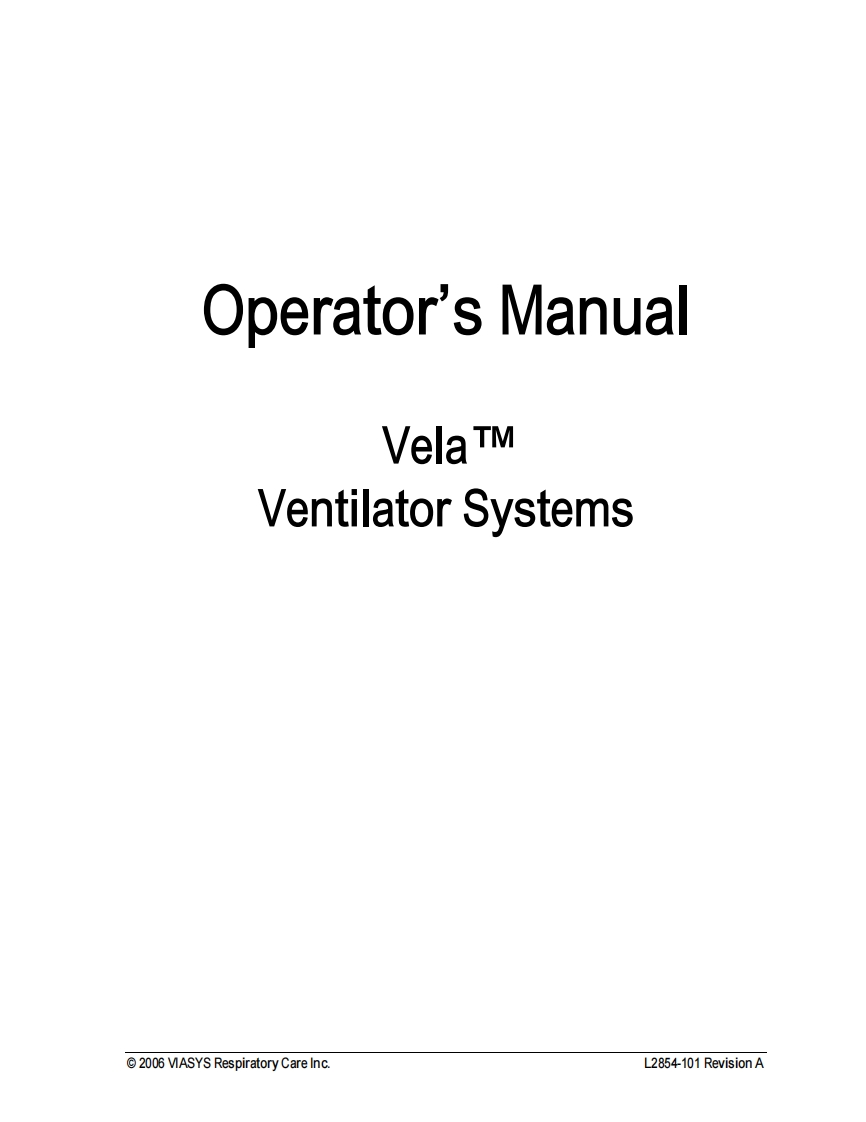 Viasys-Vela-Op-操作说明书手册
