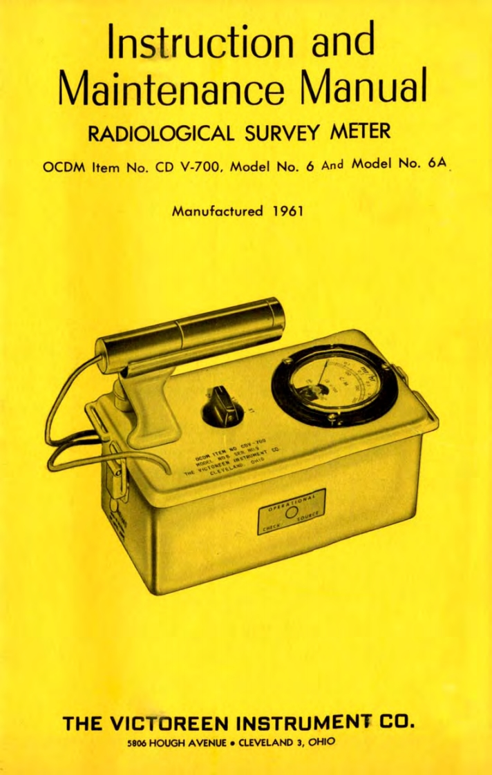Victoreen-CDV-700-Dosimeter-Radiation-Meter-Geiner-Counter-操作说明书手册