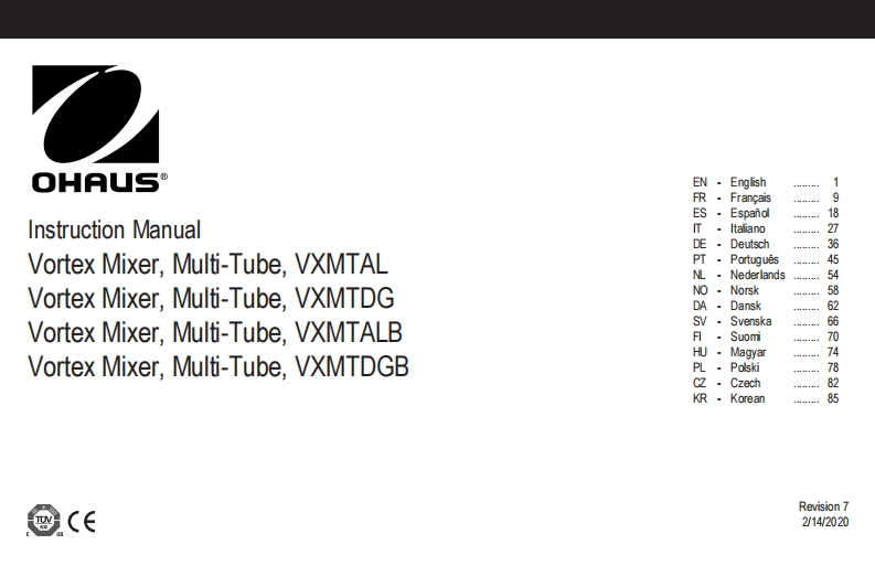 Vortex-Mixer-VXMTALB-操作说明书手册