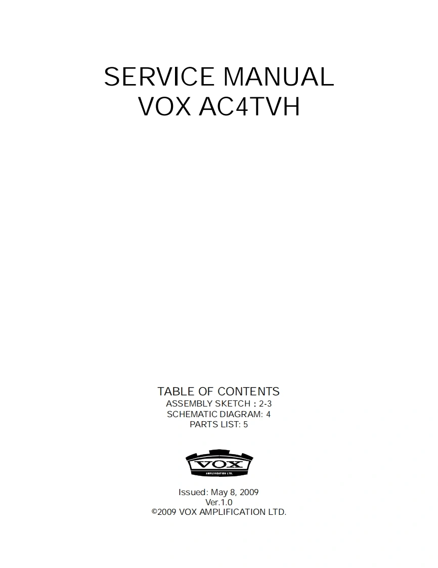 Vox_AC4TVH_Service_Manual_with_Shematic维修手册含电器原理图