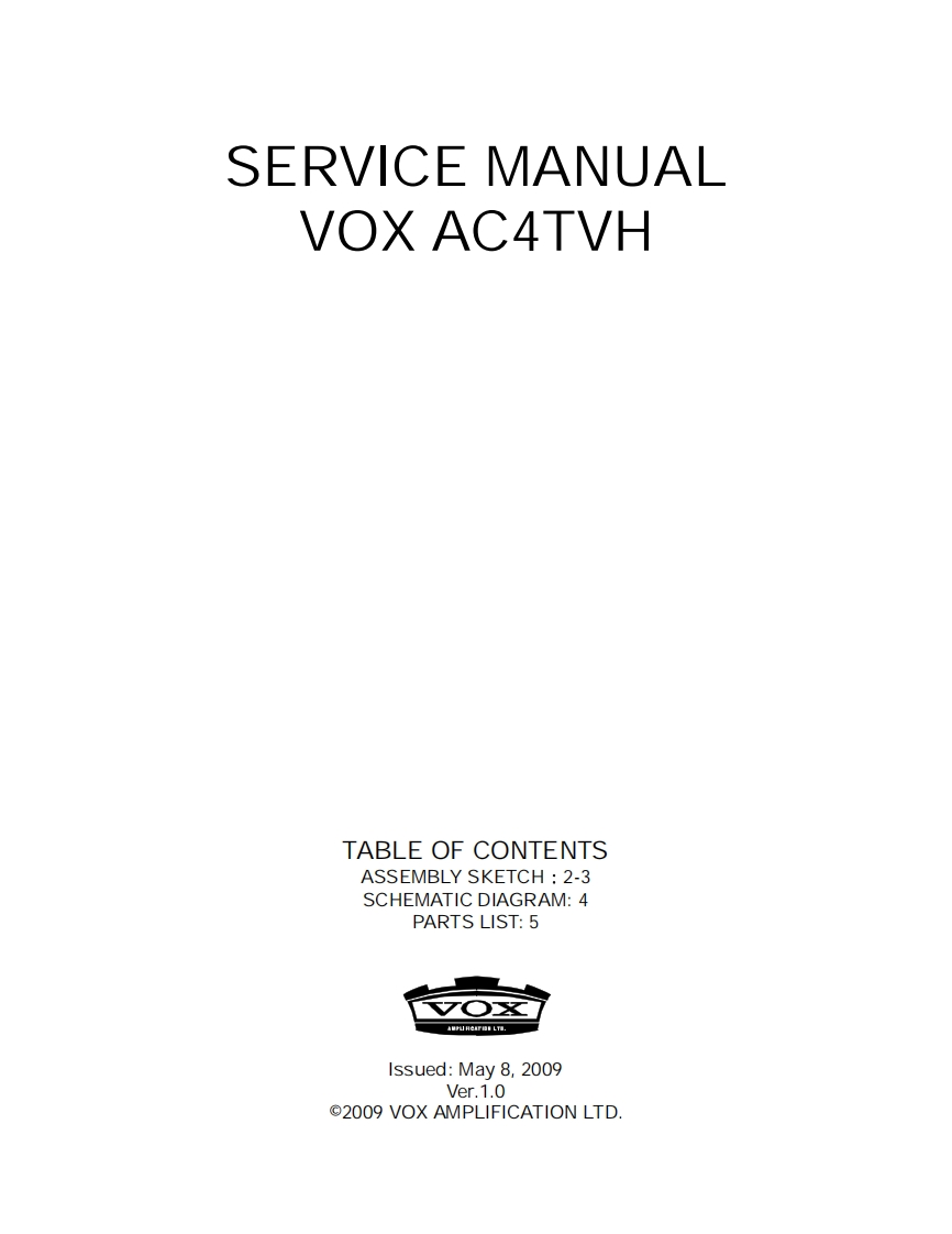 Vox_AC4TVH_Service_Manual_with_Shematic维修手册含电器原理图