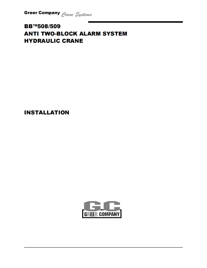 W250010B-BB508-BB509-Anti-Two-Block-Alarm-System-Hydraulic-Crane-安装说明书手册