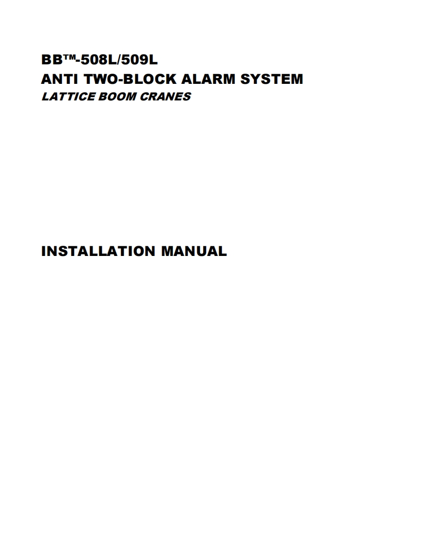 W250015-BB508L-BB509L-Anti-Two-Block-Alarm-System-Lattiice-Cranes-安装说明书手册