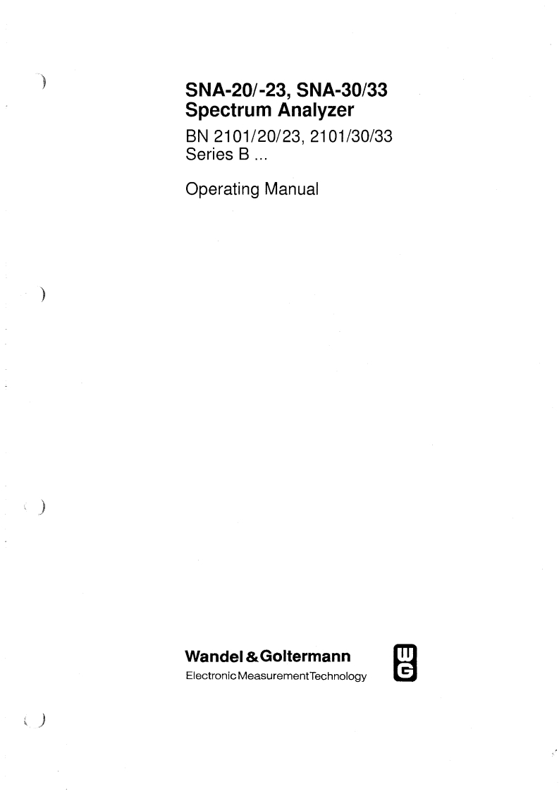 Wandel-GoltermannSNA33User操作说明书手册